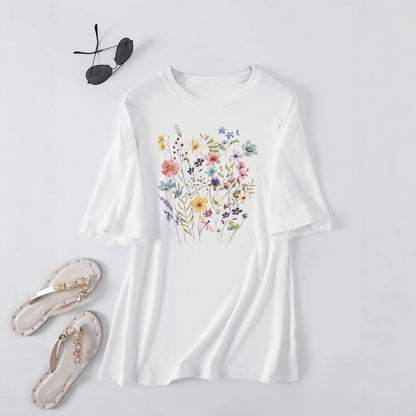 Damen Sommerbluse Floralmuster Baumwolle Blumenweiß - Norvielle