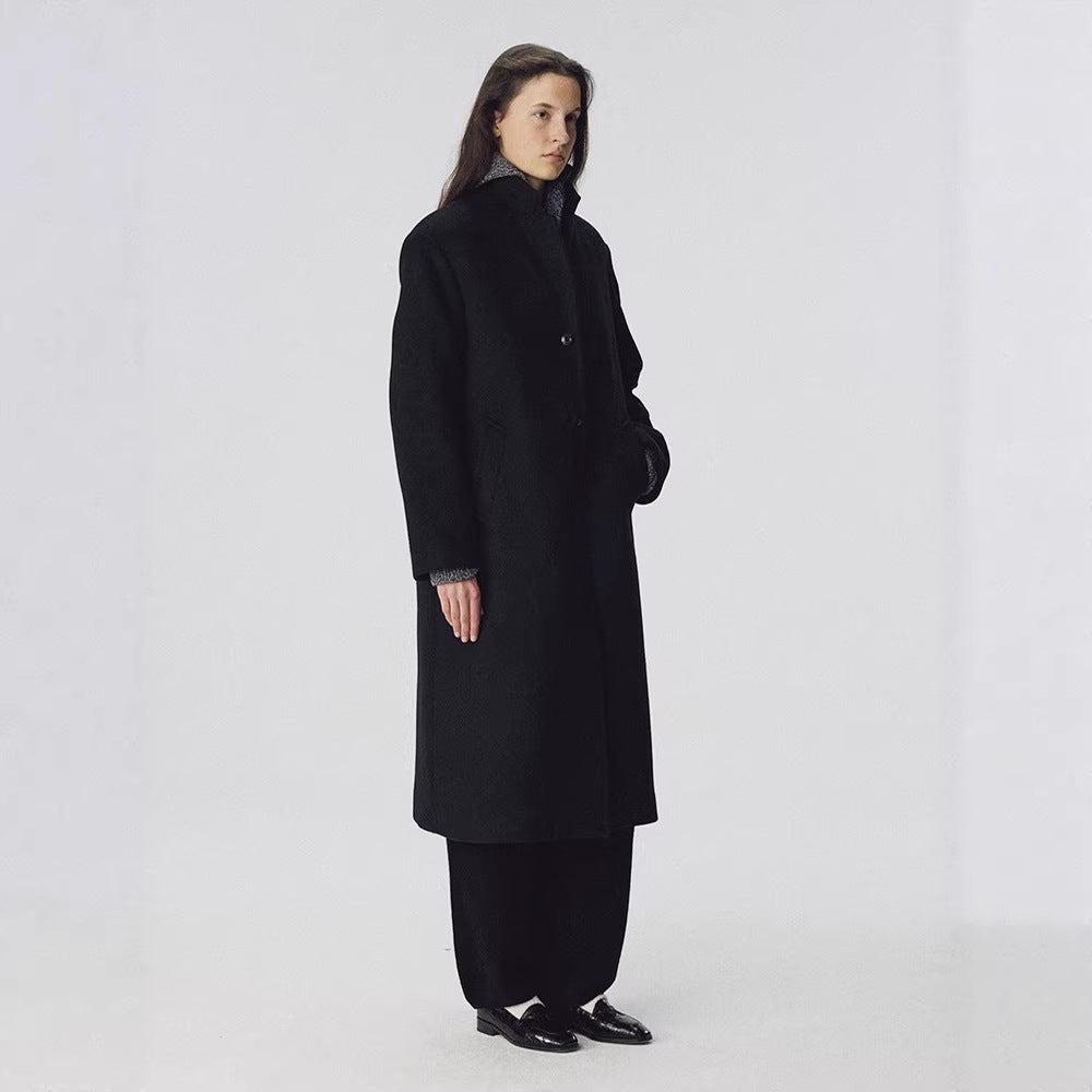 Damen Eleganter Langer Mantel mit Revers und Taschen