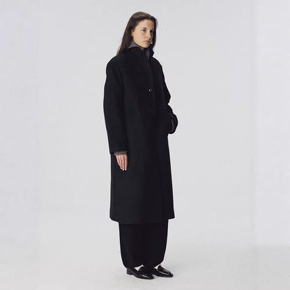 Damen Eleganter Langer Mantel mit Revers und Taschen