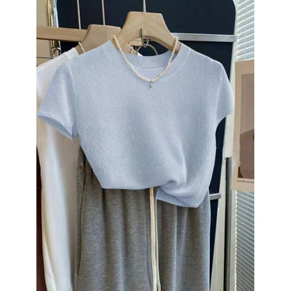 Damen Strickshirt Kurzarm Norvielle