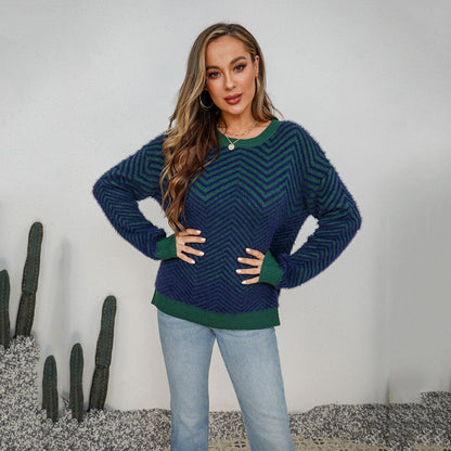 Damen Pullover Chevron Muster Norvielle