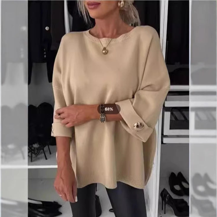 Damen Strickpullover Weit Ärmel Norvielle