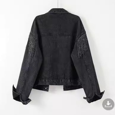 Damen Jeansjacke Fransig Design