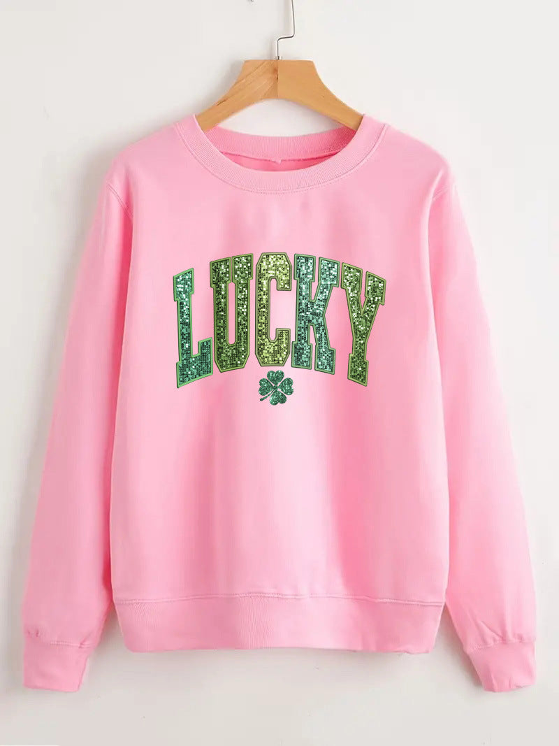 Damen Sweatshirt Glitzernd Kleeblattmotiv Norvielle