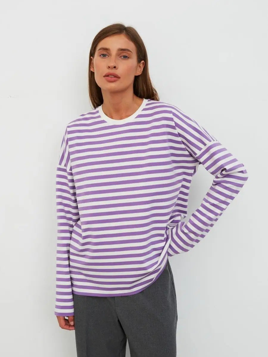 Damen Streifen T-Shirt Langärmlig Norvielle