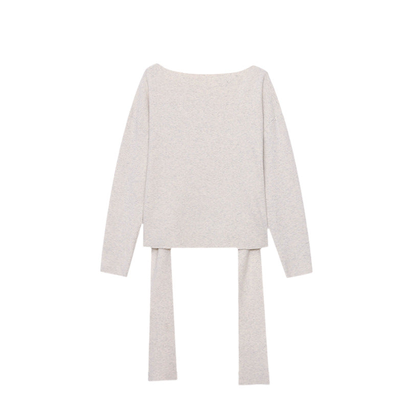Damen Wollpullover mit Bindegürtel Norvielle