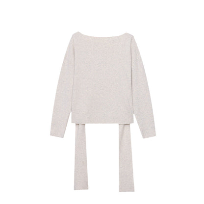 Damen Wollpullover mit Bindegürtel Norvielle