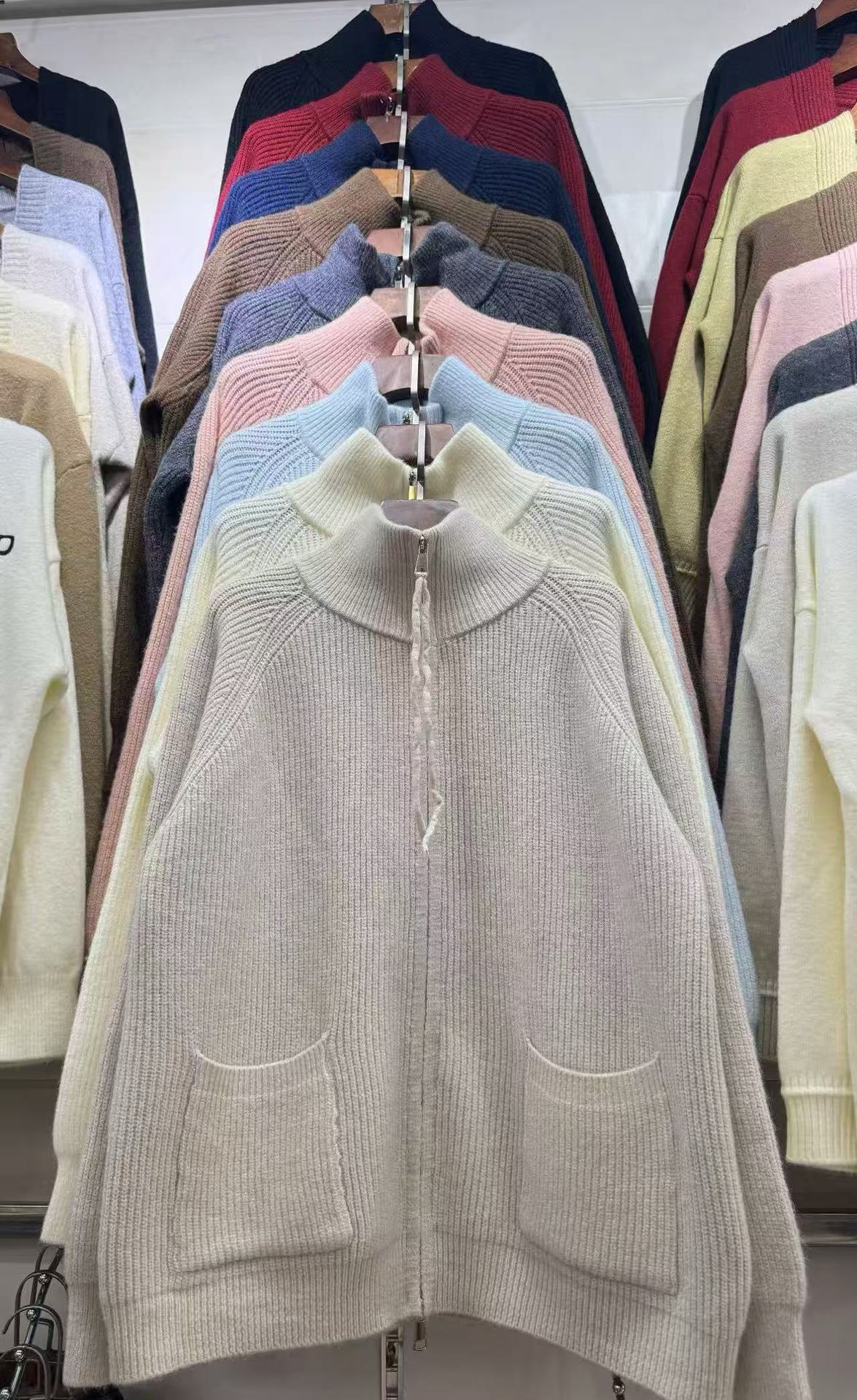 Damen Strickjacke Hochkragen mit Taschen Norvielle