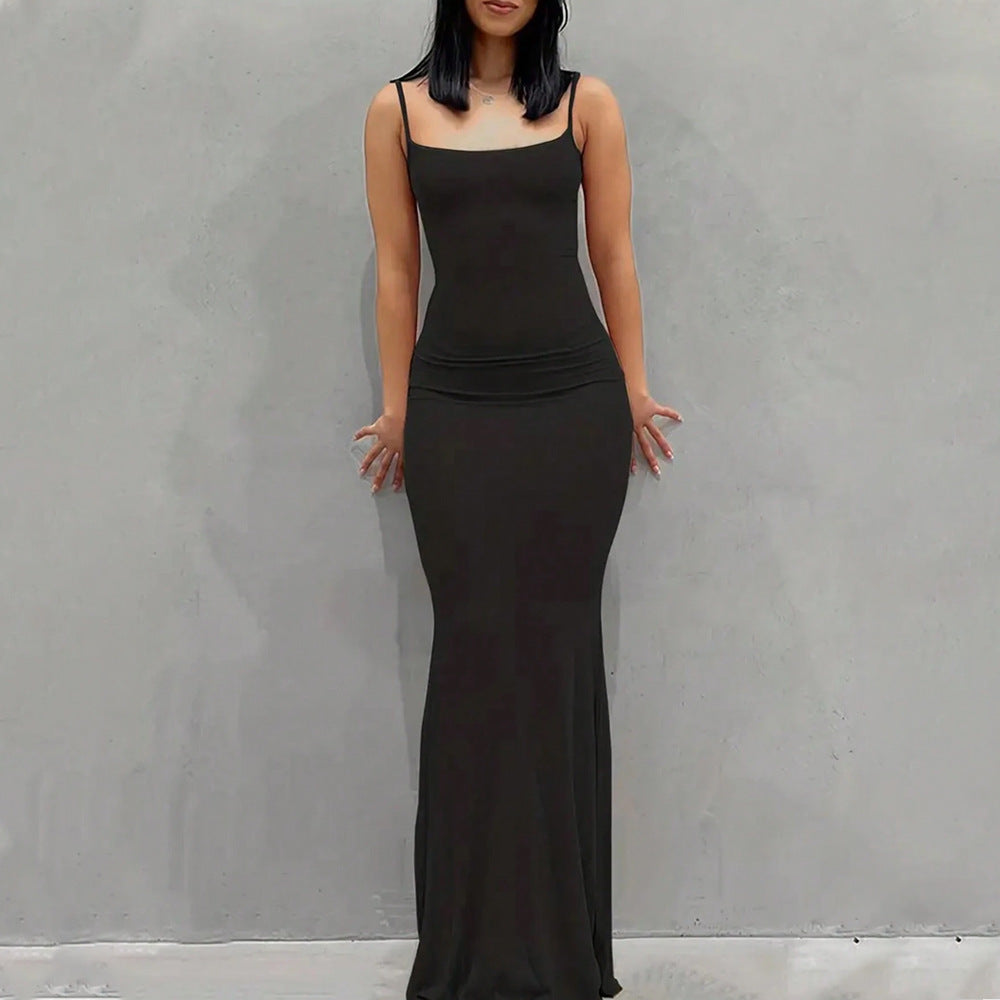 Damen Maxikleid schmale Träger fließend Norvielle - Norvielle