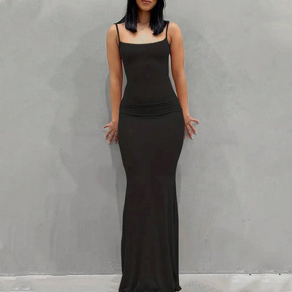 Damen Maxikleid schmale Träger fließend Norvielle - Norvielle