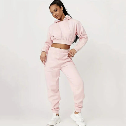 Damen Cropped Sweatanzug Elastischer Bund