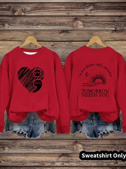 Damen Sweatshirt Großes Herzmotiv Norvielle