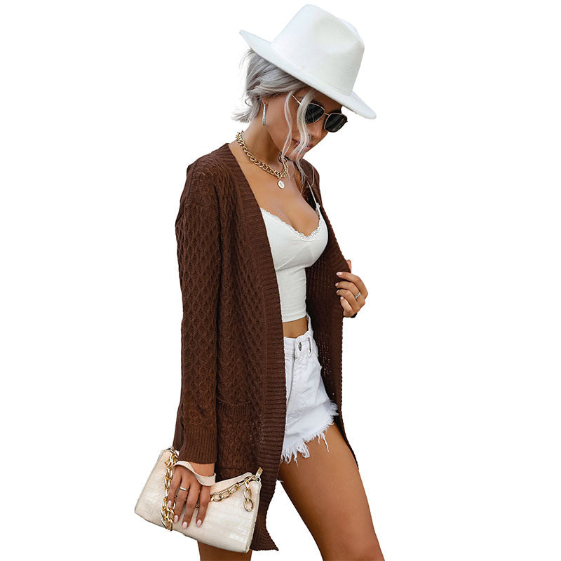 Damen Strickcardigan Lässig Mit Muster Und Taschen Norvielle