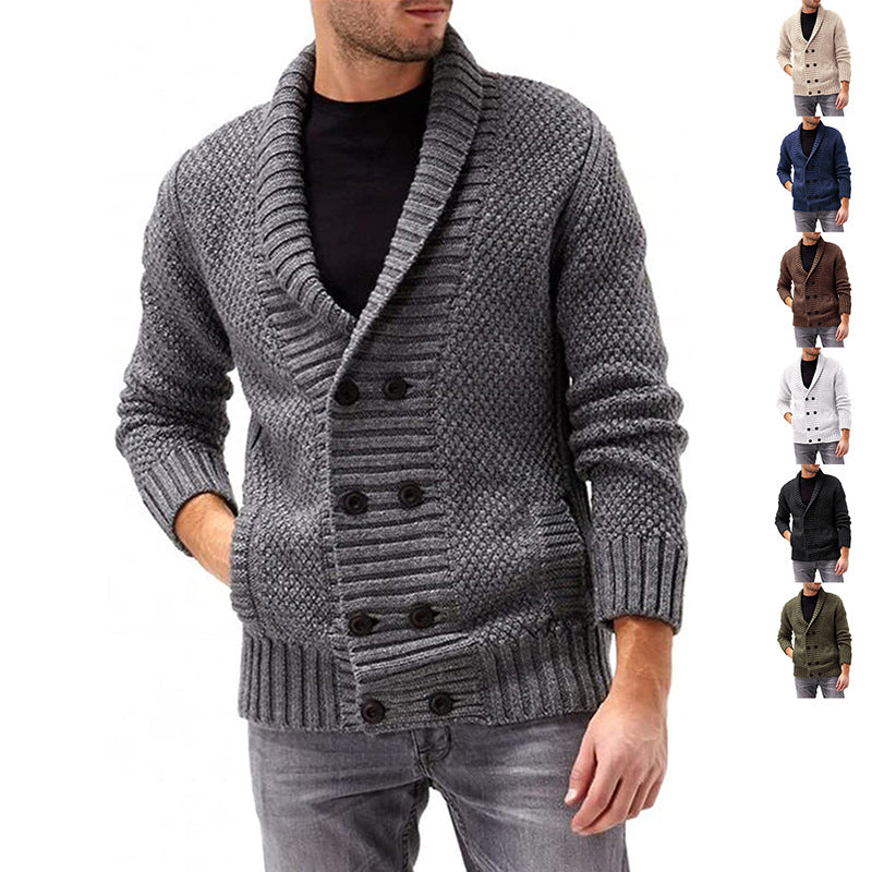 Herren Strickjacke Doppelknopfleiste Strukturiert Komfortabel