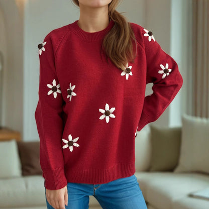 Damen Pullover Floral Lässiger Schnitt