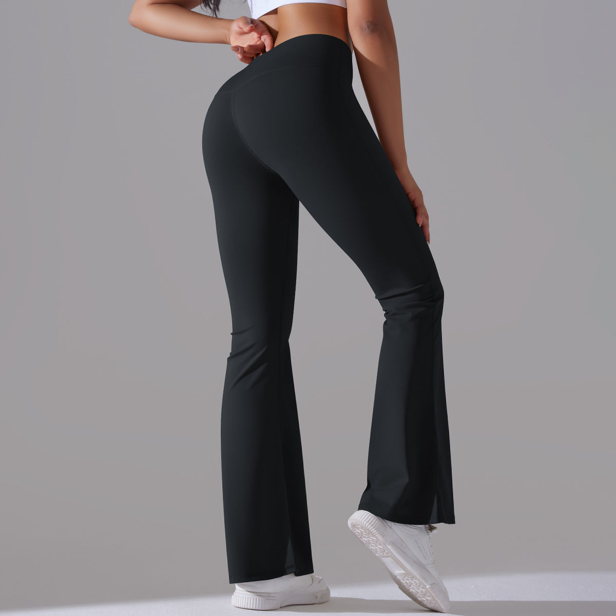 Damen Fitnesshose Flared High-Waist Sportleggings für Training - Norvielle