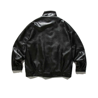 Damen Lederjacke Lässig Mit Taschen
