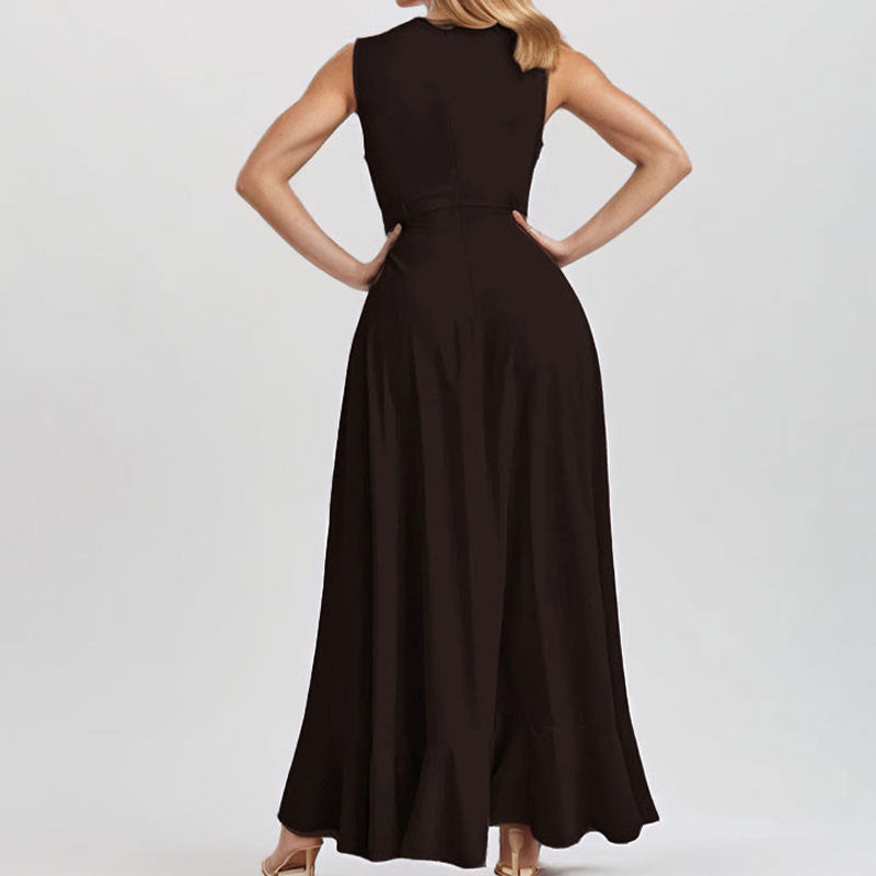 Damen Maxikleid Asymmetrischer Saum Rüschen Norvielle