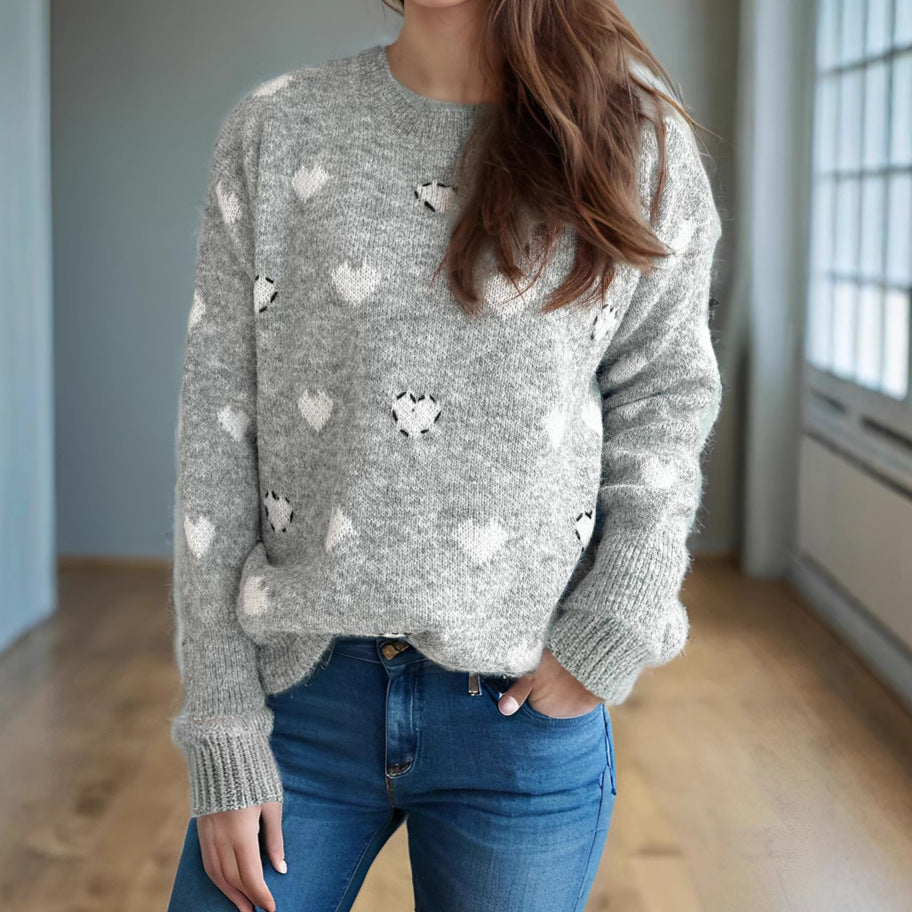 Damen Pullover Weich Herzdesign Norvielle