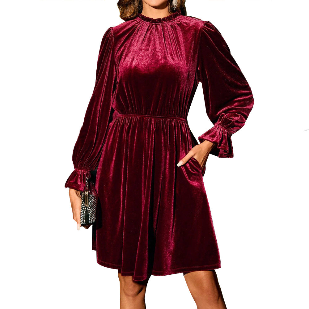 Damen Abendkleid Langärmlig Elastischer Bund Norvielle
