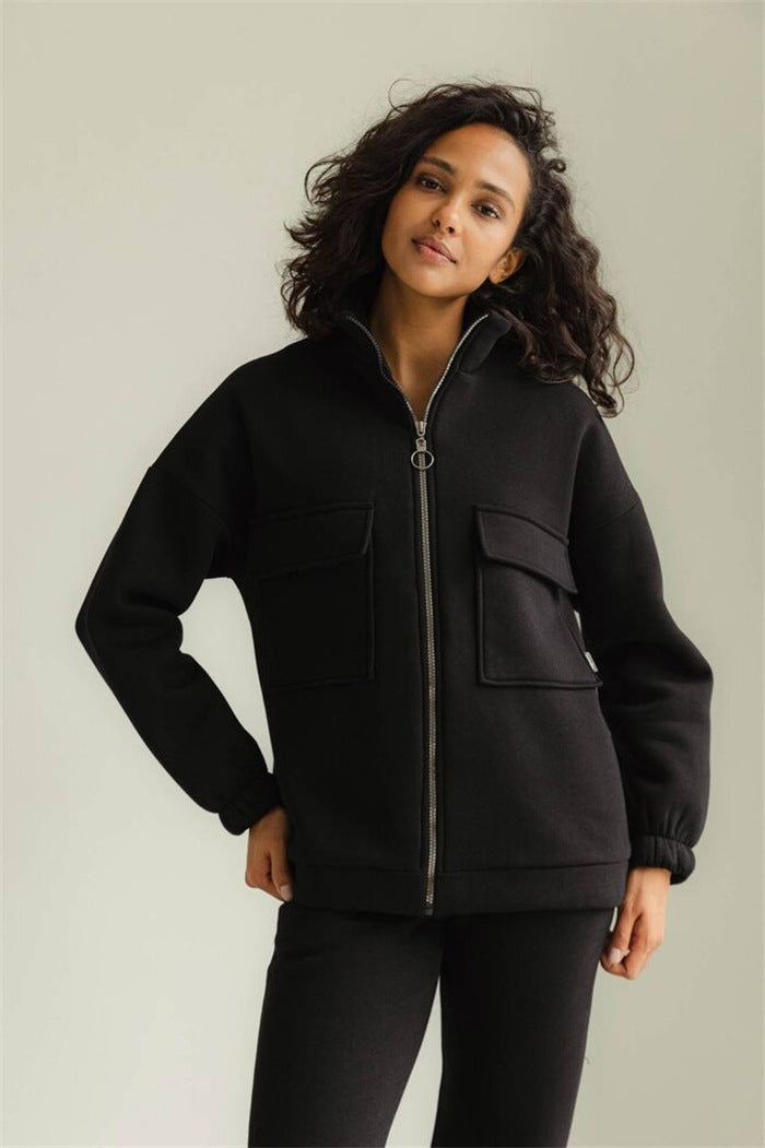Damen Kapuzenpullover Norvielle Reißverschluss Taschen