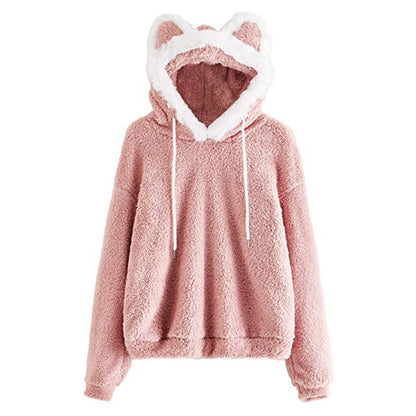 Damen Kapuzenpullover Katzenohren Norvielle Kuschelig