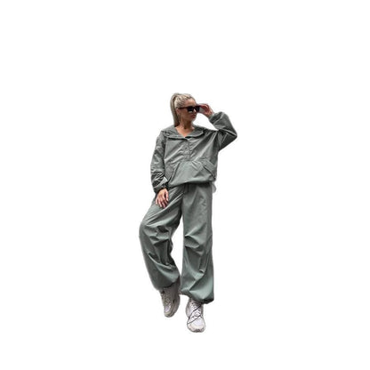 Damen Oversized Windjacke Leicht Kordelzug Beige