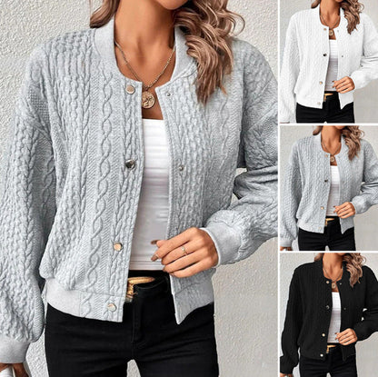 Damen Strickjacke Zopfmuster Strick Norvielle Beige