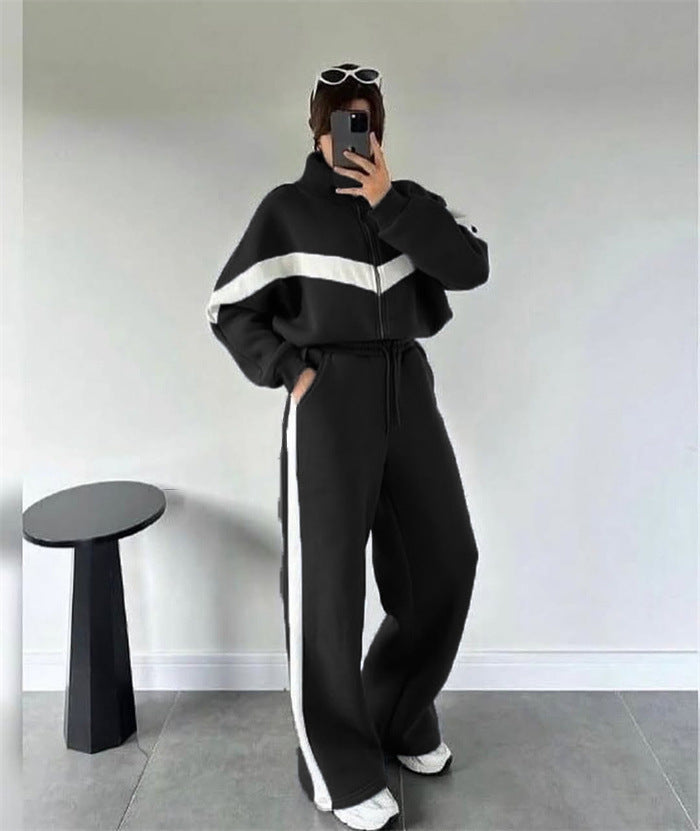 Damen Sportliches Sweat-Set Hochkragen Weitschnitt Norvielle