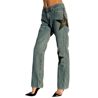 Damen Jeans Mit Sternenapplikationen