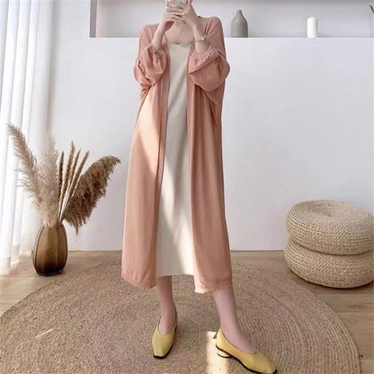 Damen Strickjacke Lang Ärmel Ballonform Offene Front Norvielle - Norvielle