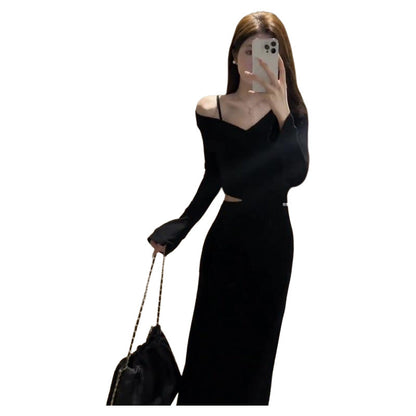 Damen Kleid Asymmetrischer Ausschnitt Cut-Out Norvielle