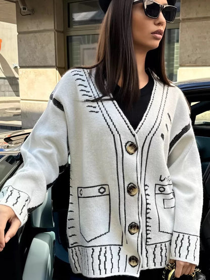 Damen Strickjacke Grafisches Muster Norvielle