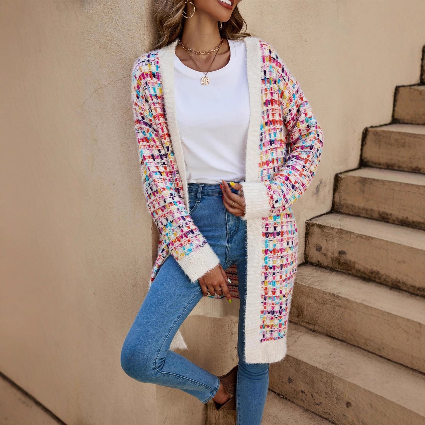 Damen Strickcardigan Modernes Kunstdesign Norvielle