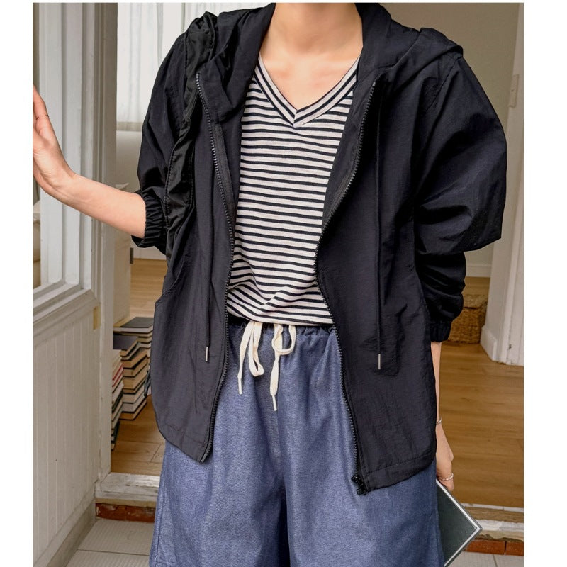 Damen Windbreaker-Jacke Verstellbarer Kordelzug Norvielle