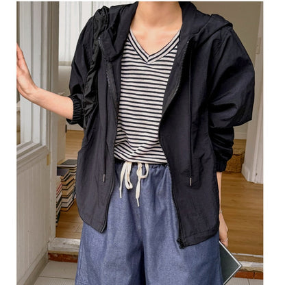 Damen Windbreaker-Jacke Verstellbarer Kordelzug Norvielle