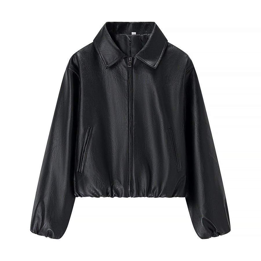 Damen Kunstlederjacke Elastischer Bund Norvielle