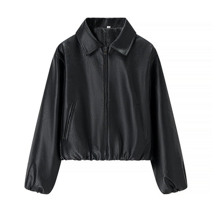 Damen Kunstlederjacke Elastischer Bund Norvielle