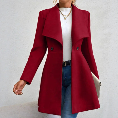 Damen Wollmantel Elegantes Design Doppelter Knopfleiste