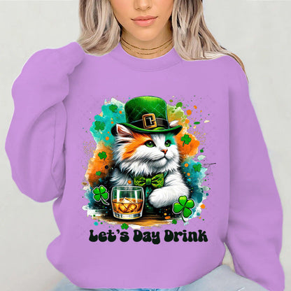 Damen Sweatshirt Katzenmotiv Lustig Weiß