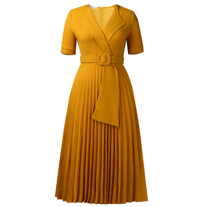 Damen Plissee-Kleid mit Blazer-Oberteil und abnehmbarem Gürtel