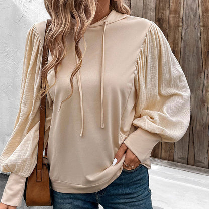 Damen Kapuzenpullover mit Puffärmeln Elegant