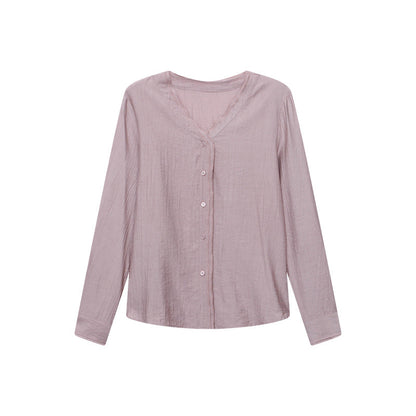 Damen Bluse V-Ausschnitt Knöpfe Norvielle