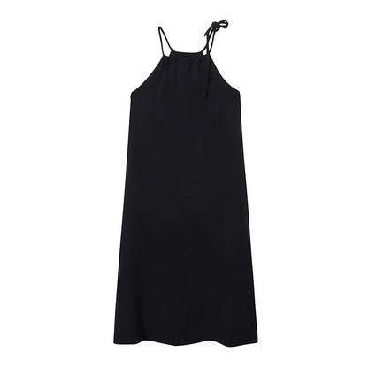 Damen Maxikleid mit Streifen und Trägern Weiß