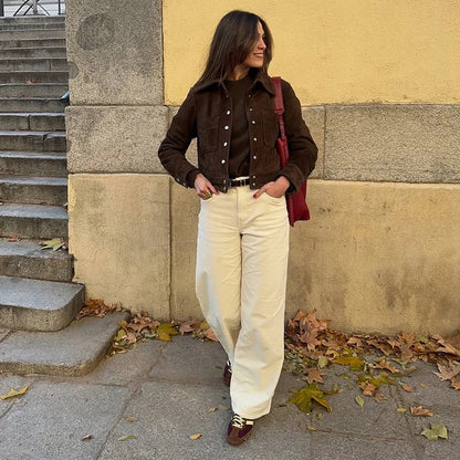 Damen Wildlederjacke Mit Taschen Norvielle