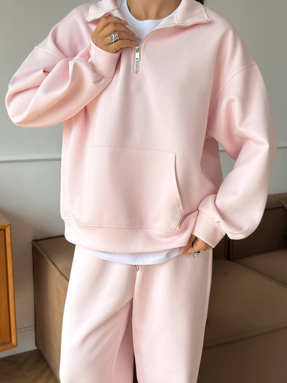 Damen Sportpullover Halbzipper Weite Hose Norvielle