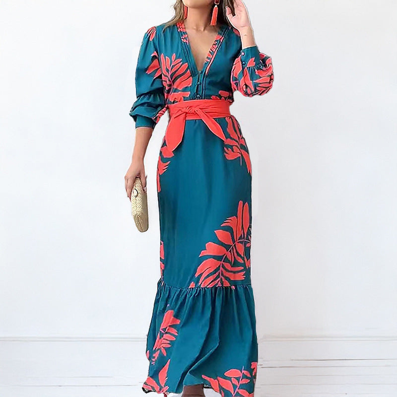 Damen Maxikleid Blumenmuster Elegantes Design Norvielle