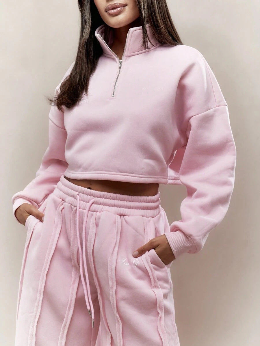 Damen Sportset Cropped Pullover Jogginghose Norvielle