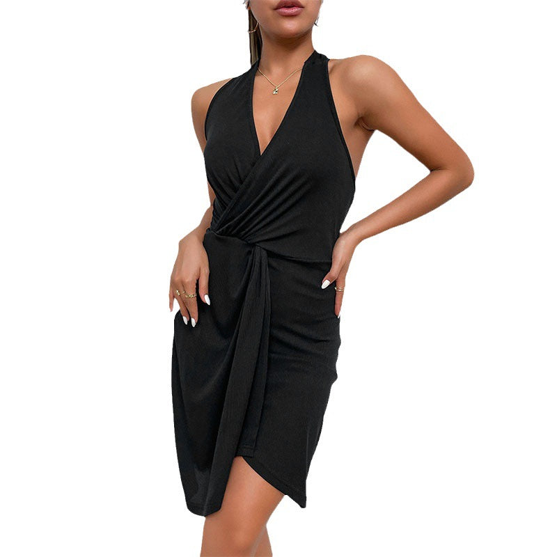 Damen Wickelkleid V-Ausschnitt Raffiniertes Knötchen-Detail Norvielle