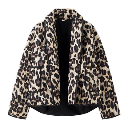 Damen Steppjacke Leo-Muster mit Taschen Norvielle